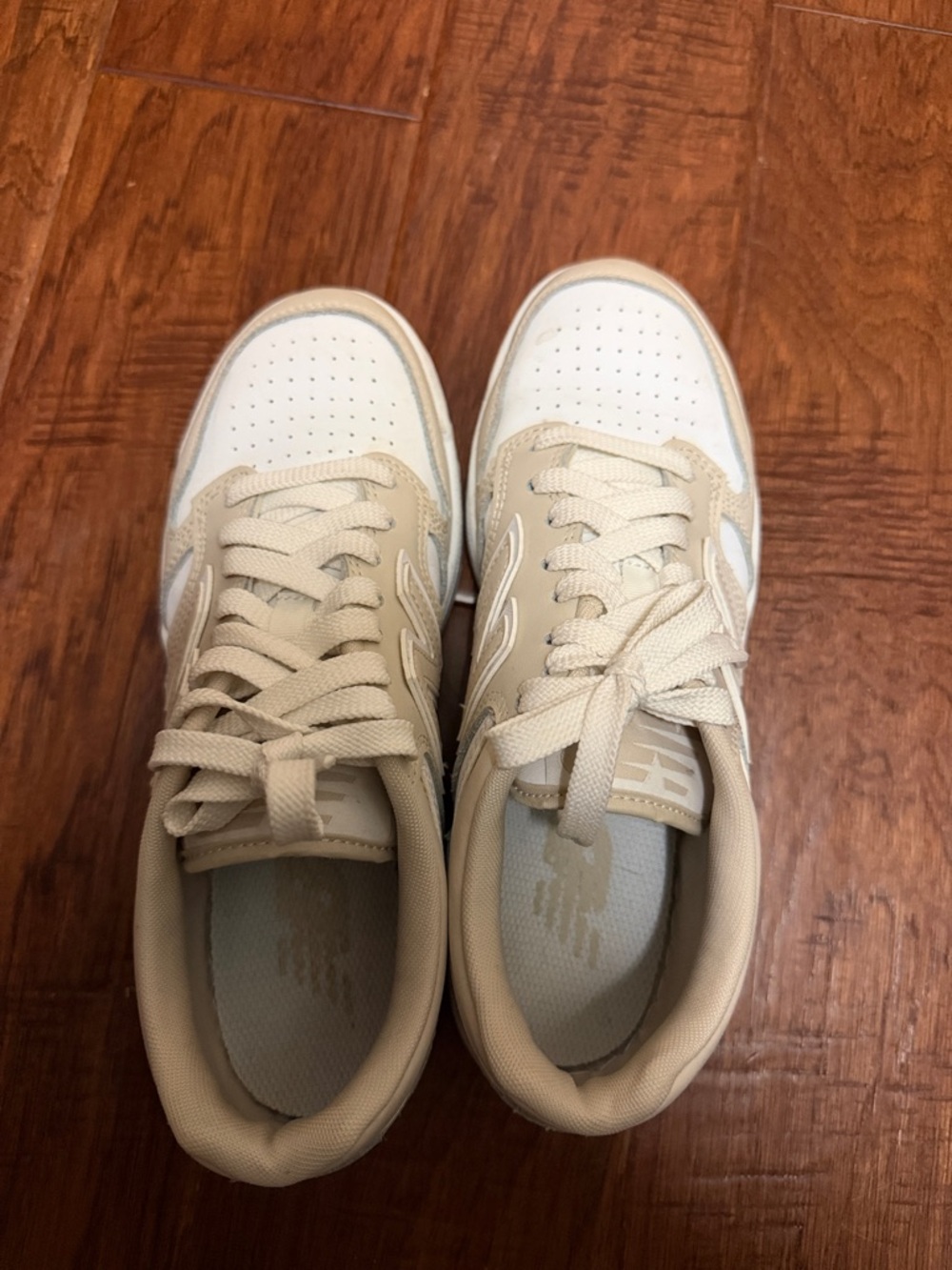 Women’s New Balance Beige and White Low-Top Sneakers